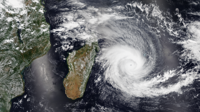 A view of Tropical Cyclone Batsirai approaching Madagascar as seen from the NOAA-20 satellite on February 2, 2022.