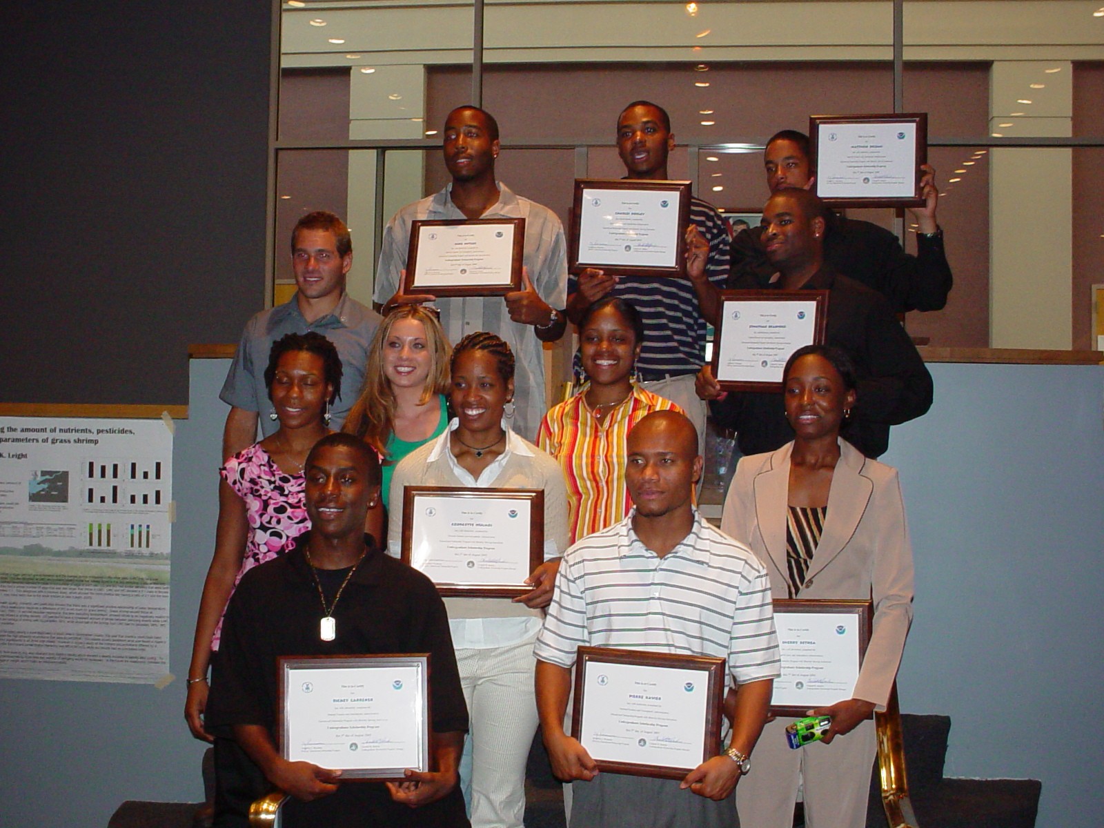 The class of 2004 undergraduate scholars poses with certificates of completion