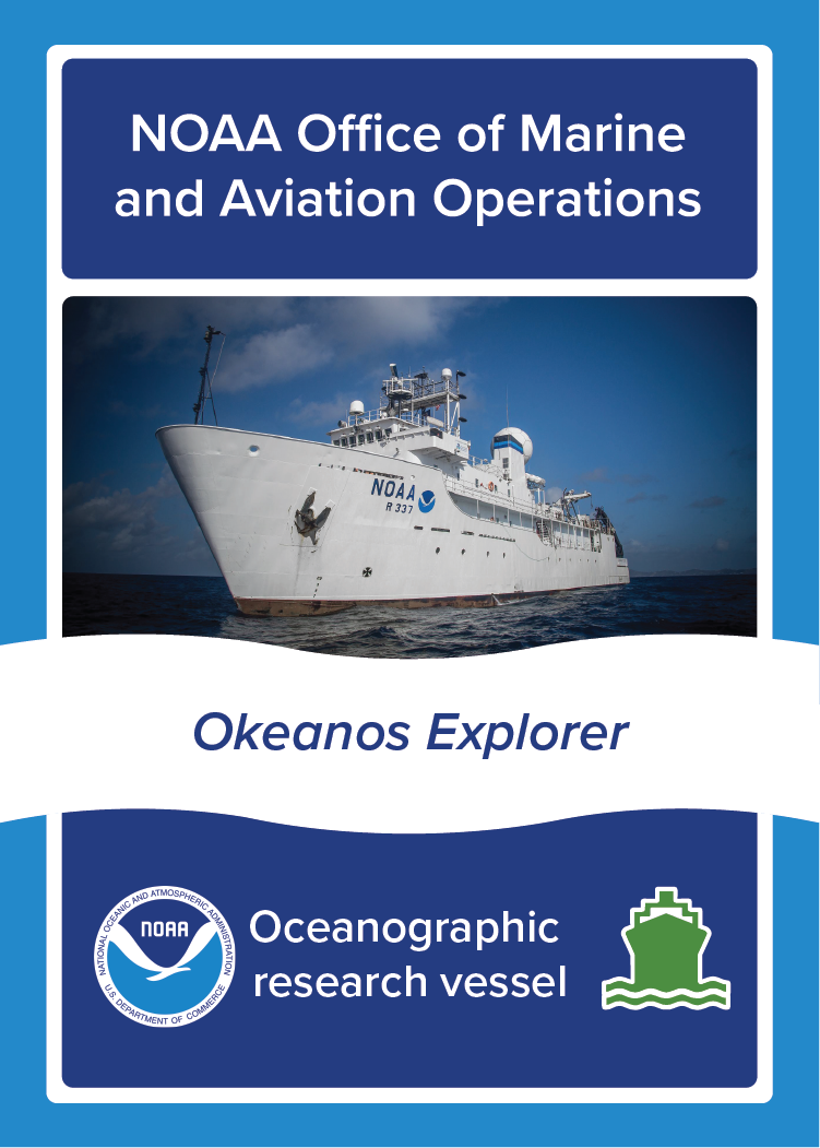 NOAA Ship Okeanos Explorer, NOAA Office of Marine and Aviation Operations, Oceanographic survey vessel. Image: Photo of NOAA Ship Okeanos Explorer at sea.