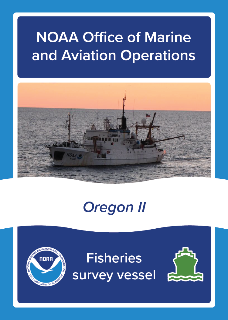 NOAA Ship Oregon II, NOAA Office of Marine and Aviation Operations, Fisheries survey vessel. Image: Photo of NOAA Ship Oregon II at sea.