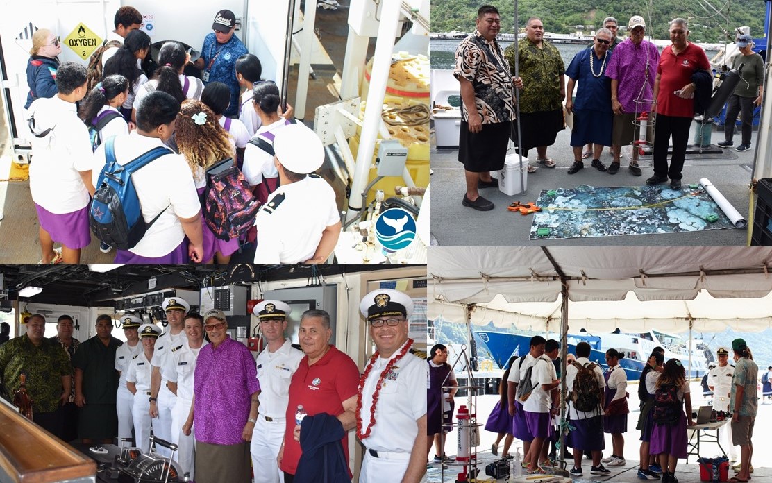 NOAA crew and scientists met with government and legislative leaders and students upon arrival at Pago Pago, American Samoa.