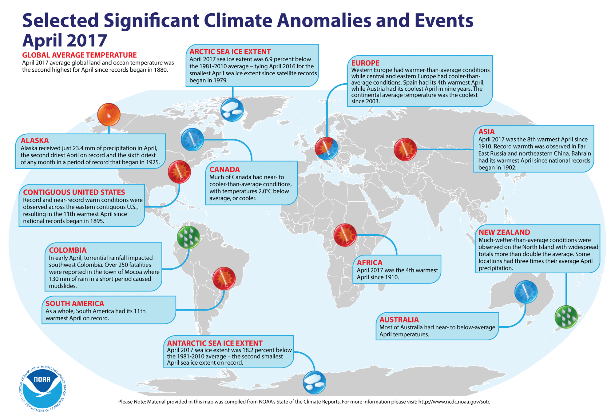 Significant Climate Anomalies and Events map.