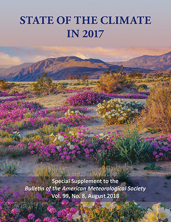 Front cover of the 2017 State of the Climate report. 