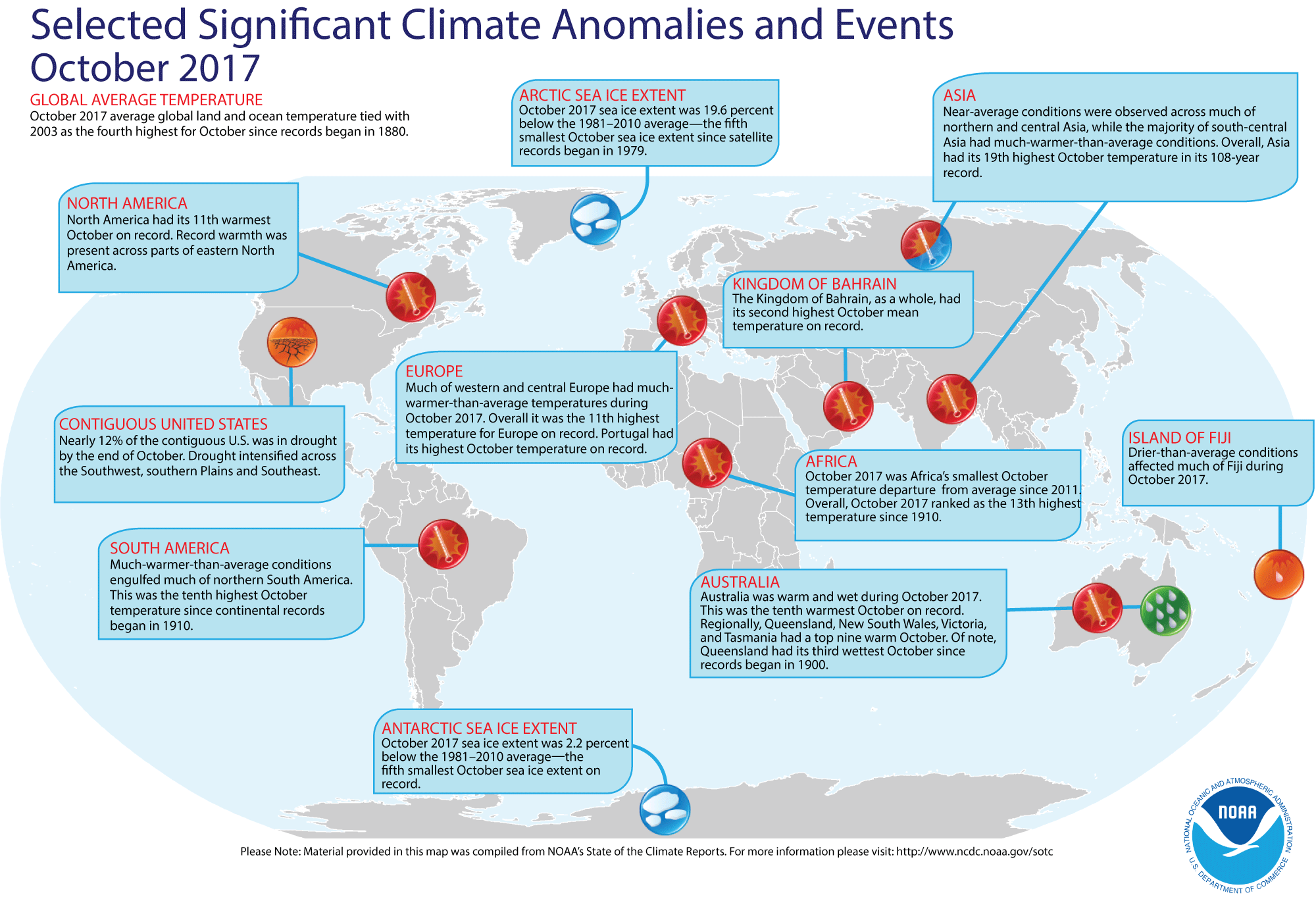 See this map of notable climate events that occurred around the world in October 2017.