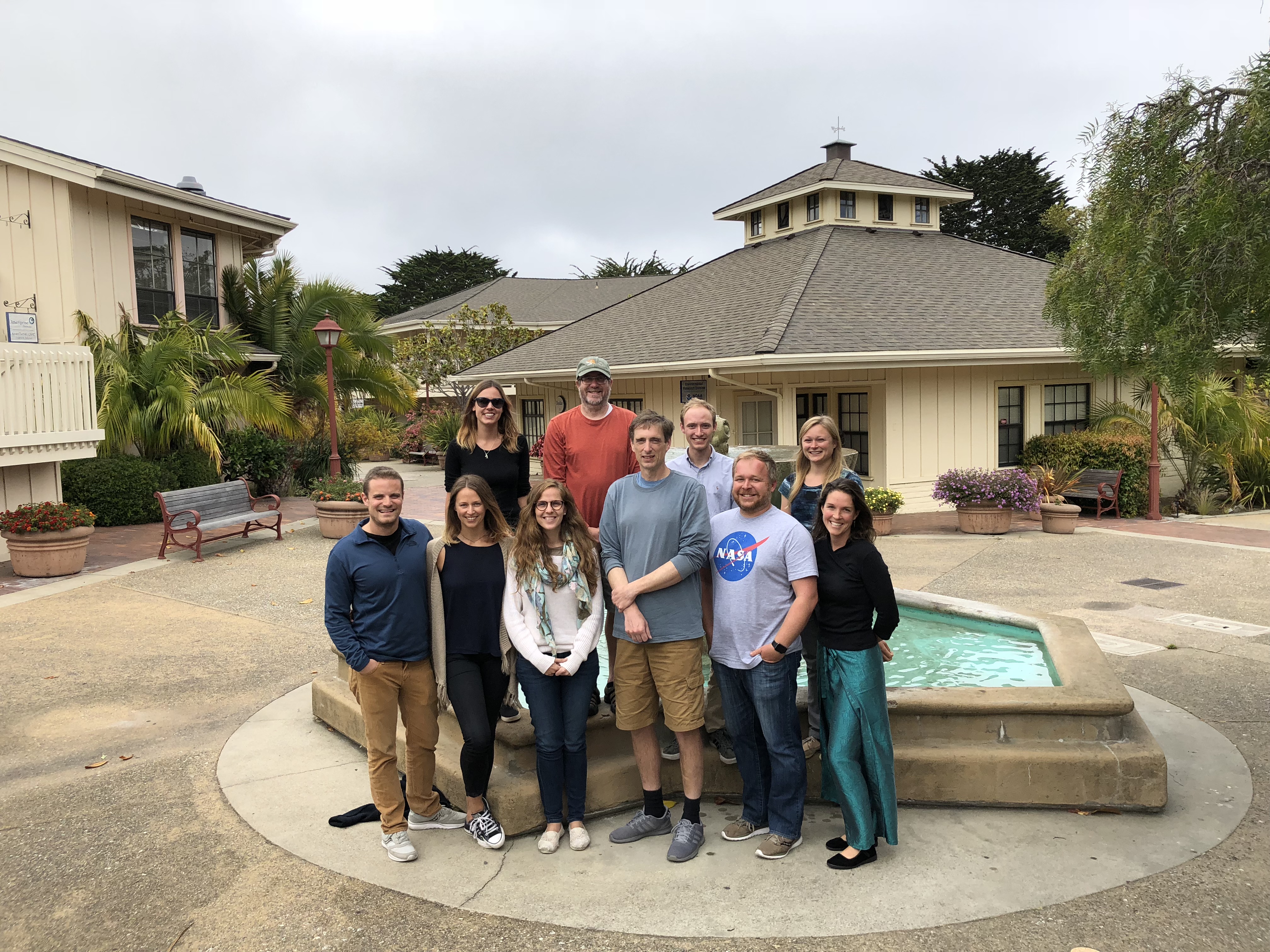 Adrien Bouissou (top row, second from right), Class of 2017 NOAA Hollings Scholar, stands with group at NOAA's Southwest Fisheries Science Center in Monterey, California during his summer internship.