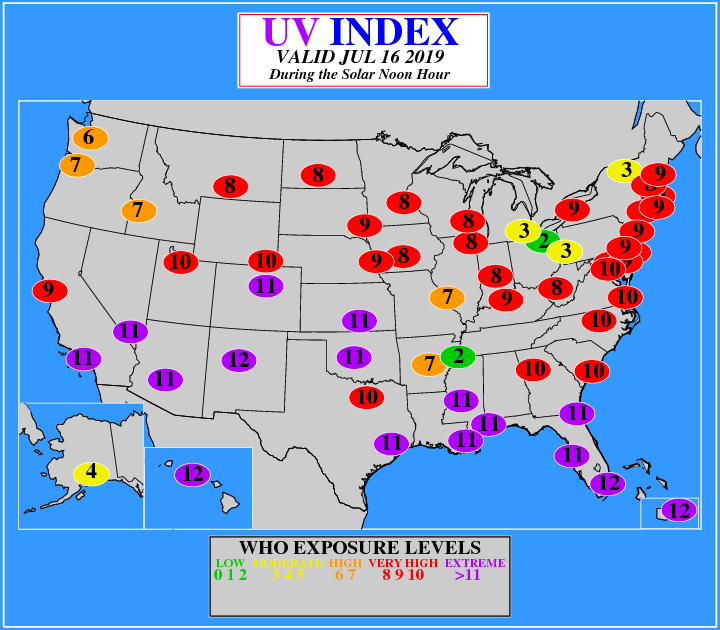 The UV Index forecast developed by NOAA’s Climate Prediction Center assigns a numeric value to the risk of ultraviolet radiation (UV) exposure to help you stay safe in the sun.