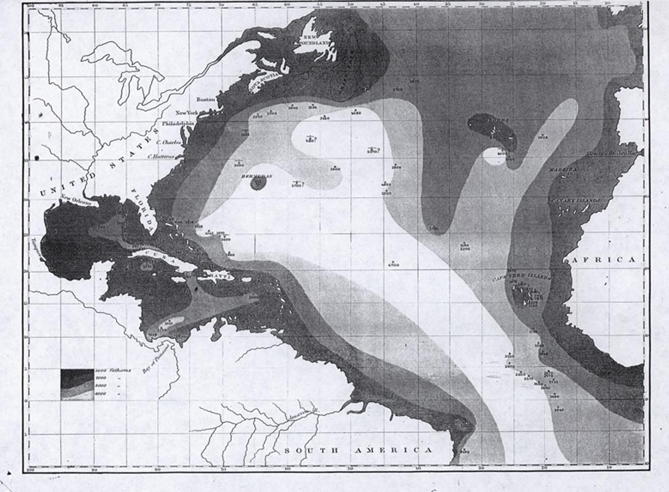 Image showing the first known bathymetry map (1853).