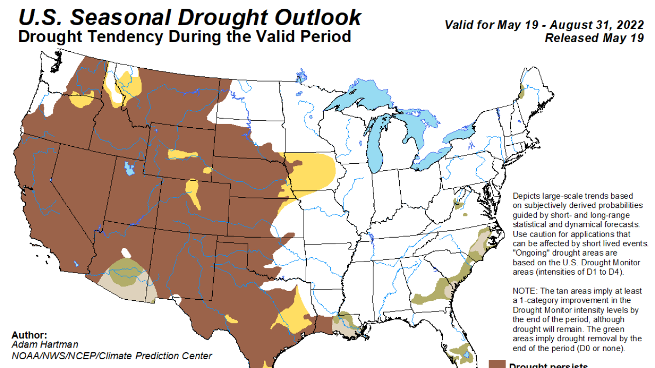 The Climate Prediction Center released the seasonal drought outlook for the contiguous US on May 19, 2002