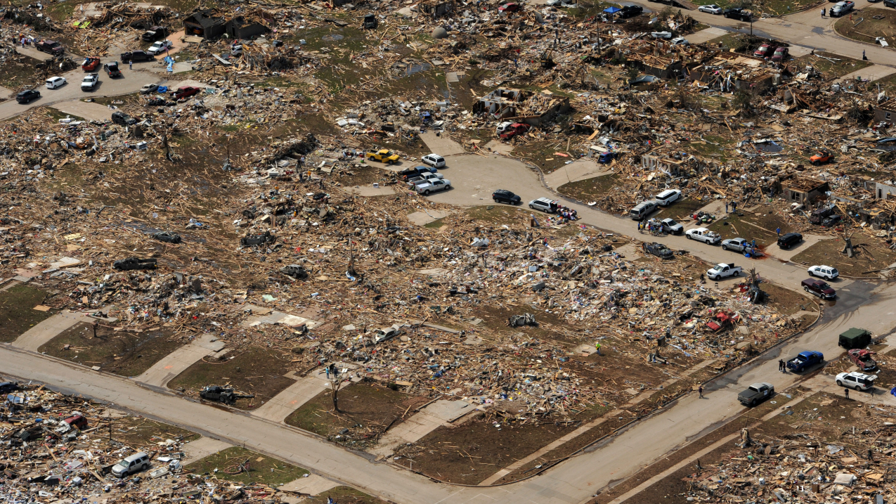 The last EF5 tornado in the United States struck neighborhoods like this one in Moore, Oklahoma, on May 20, 2013