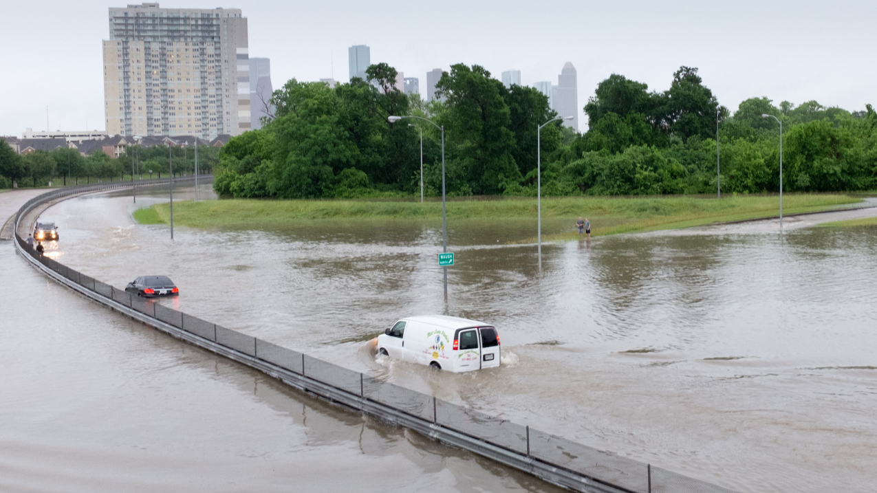 A washed out roadway in Houston, due to historic rainfall and flooding in April 2016. *Please don't do this; never drive through floodwaters.