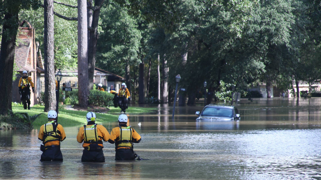 Members of FEMA's Urban Search and Rescue Nebraska Task Force One comb a Houston-area neighborhood for survivors impacted by flooding from Hurricane Harvey.(Posted on FEMA Facebook page September 1, 2017).