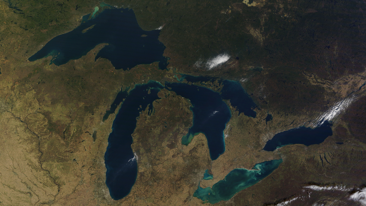 Satellite view of the Great Lakes.