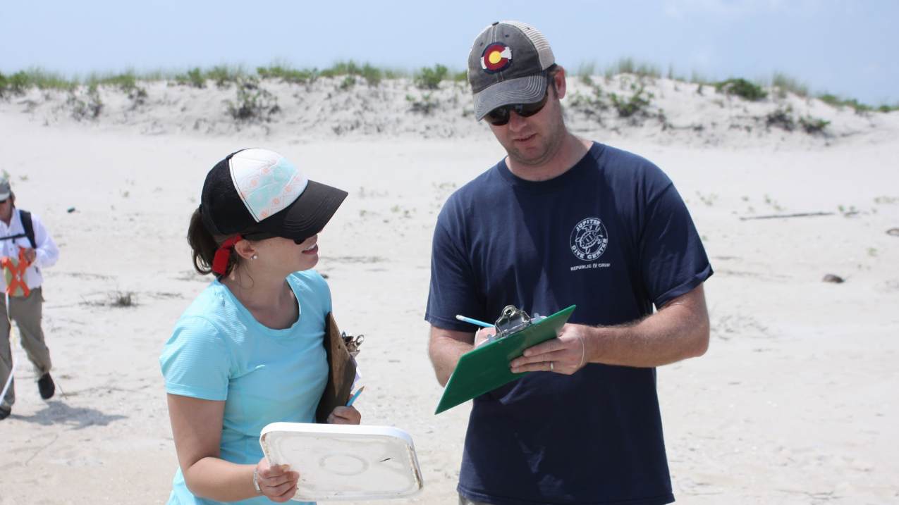 Volunteers conduct a marine debris survey using the Marine Debris Monitoring and Assessment Project protocol.