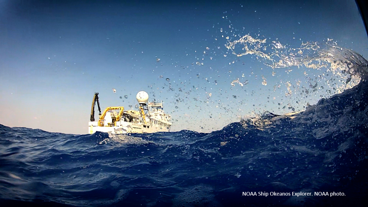 NOAA Ship Okeanos Explorer is America's ship for exploration. Here's a great view of the NOAA Ship Okeanos Explorer as it conducted operations in the northern Gulf of Mexico in 2012.