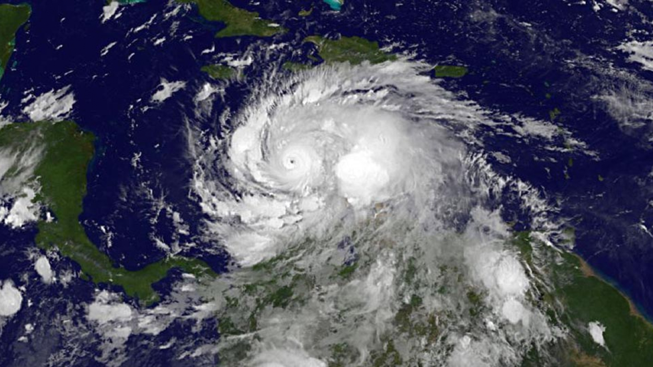NOAA's GOES-East satellite on Oct. 2 at 4:45 a.m. EDT (0845 UTC) showing Hurricane Matthew over the south-central Caribbean Sea as a Category 4 hurricane.