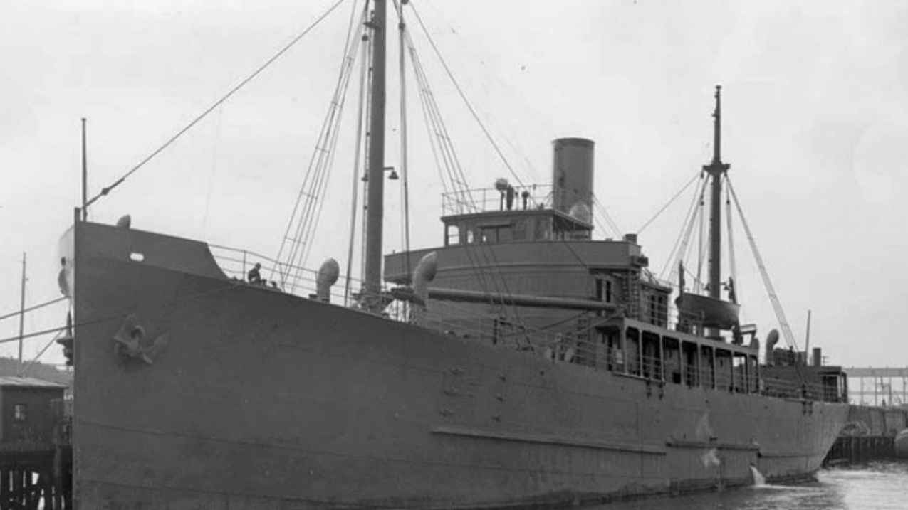 The USS Muskeget, formerly the USS YAG-9, at the Brooklyn Navy Yard in March 1942, six months before it was sunk by a German submarine in the North Atlantic during World War II.