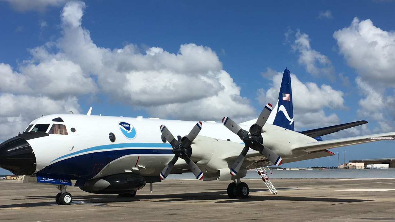 NOAA Lockheed WP-3D Orion N42RF on 18 October 2016 following a major overhaul and upgrades.
