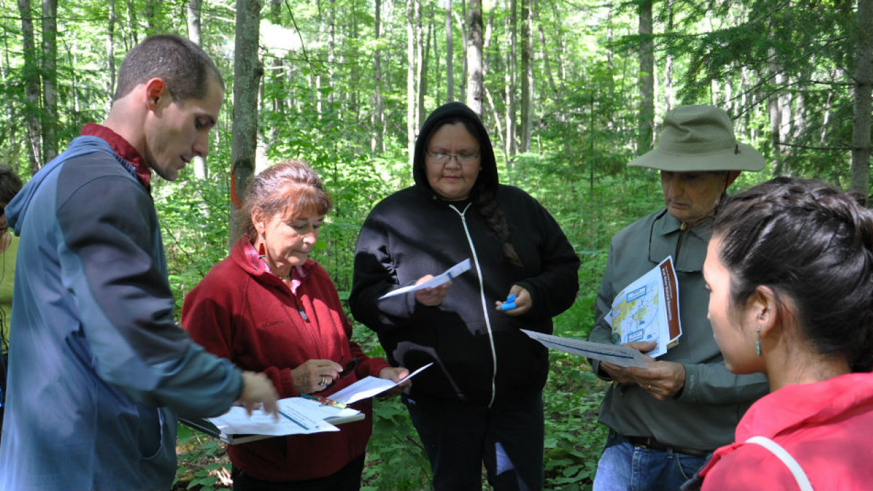 U.S. Forest Service-Northern Institute of Applied Climate Science staff lead a field exercise at a climate change teacher institute. The Institute was one of seven recipients of the Climate Adaptation Leadership Award.