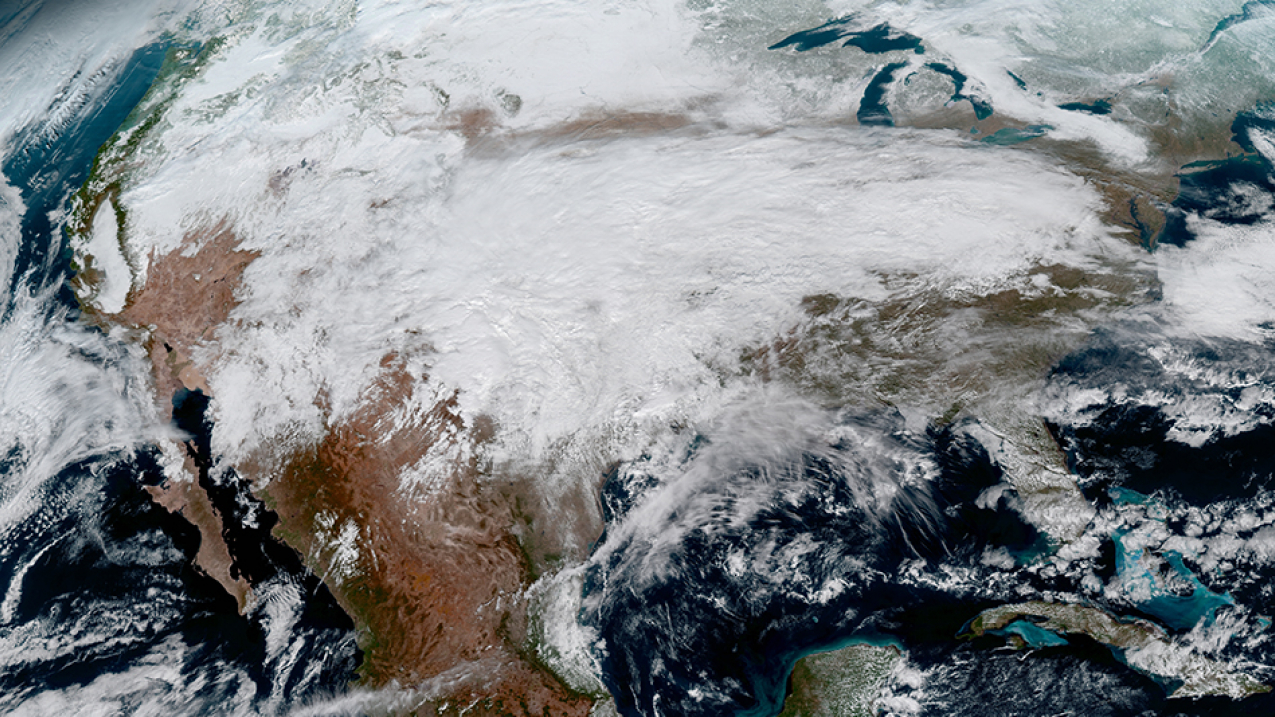 This image clearly shows the significant storm system that crossed North America that caused freezing and ice that resulted in dangerous conditions across the United States on January 15, 2017. GOES-16 will offer 3x more spectral channels with 4x greater resolution, 5x faster than ever before.