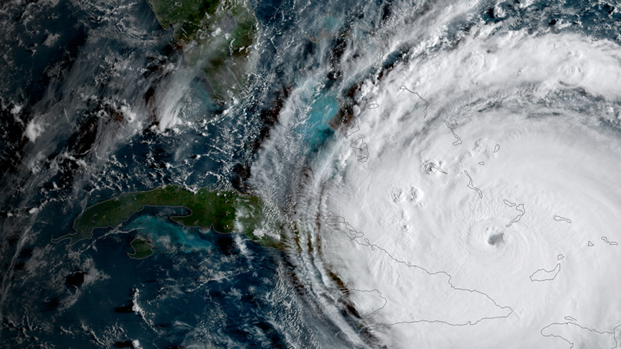 GOES-16 captured this geocolor image of Hurricane Irma passing the eastern end of Cuba at about 8:00 am (eastern) on September 8, 2017.