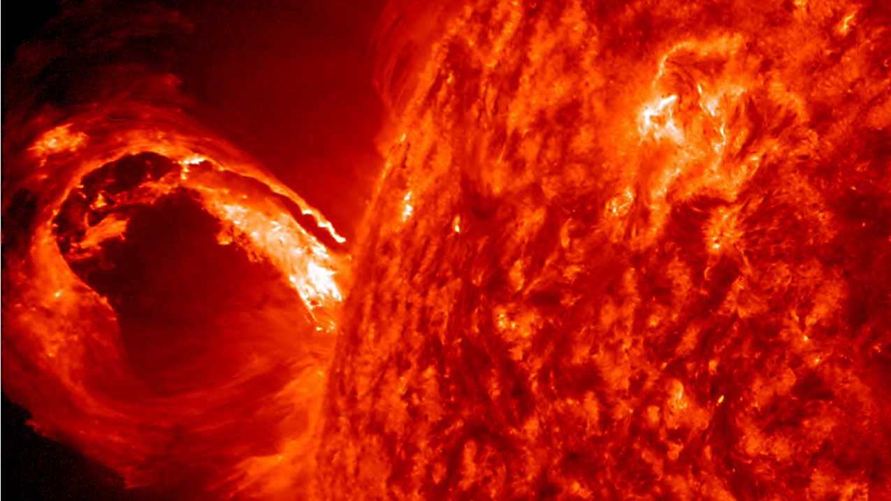 A coronal mass ejection bursting from the edge of the Sun, May 1, 2013.