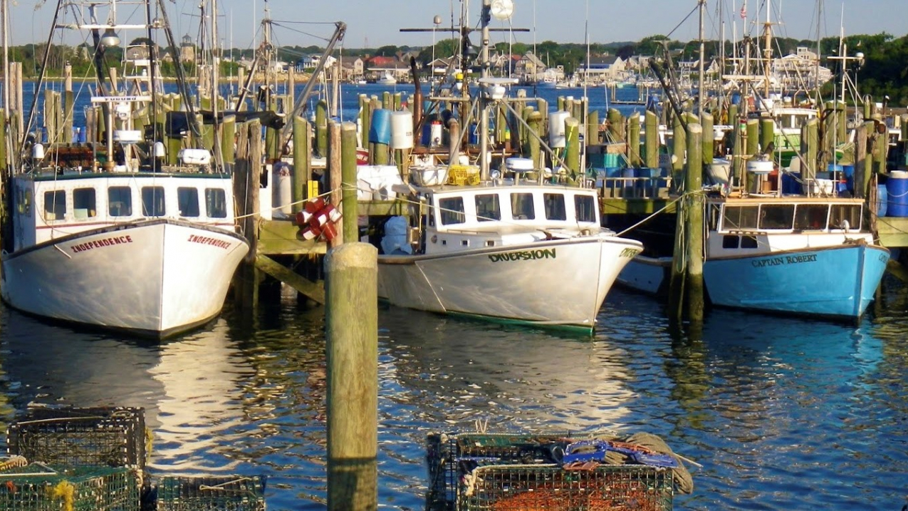 Fishing vessels docked at Point Judith, Rhode Island.