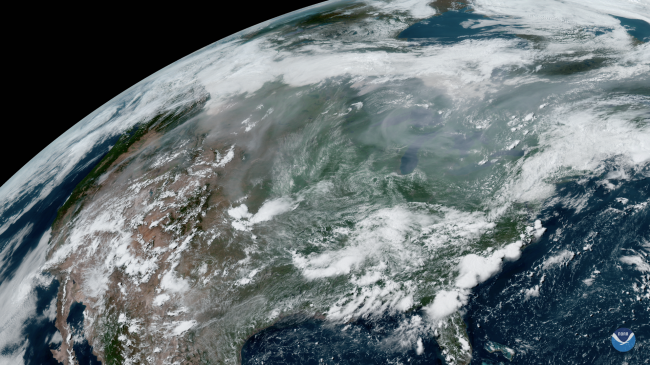 NOAA GOES-East satellite image of continental U.S. from July 18, 2021.