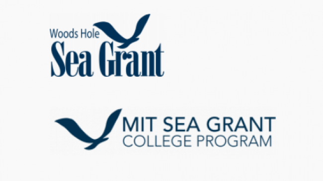 Logos for Woods Hole Sea Grant & MIT Sea Grant in dark blue on a light gray background