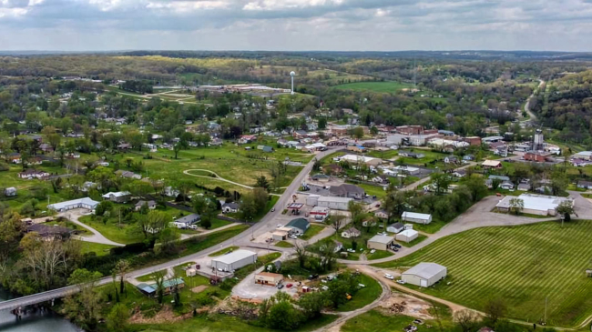 Aerial view of Hartville, Missouri.