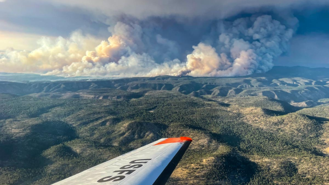 A view of New Mexico’s Black Fire from an air attack on May 16, 2022. 