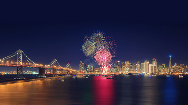 Photo of fireworks in San Francisco, California.