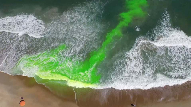 Image showing a rip current using a harmless green dye