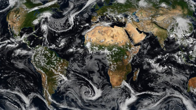 Hindcast of weather from September 8, 2008 simulated by a global model developed by NOAA's Geophysical Fluid Dynamics Lab.