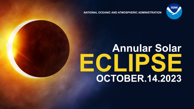 Image showing 2023 annular solar eclipse promotional graphic.