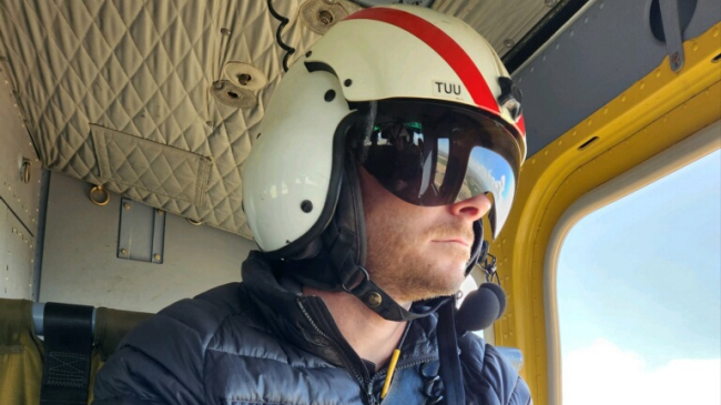 April 2023: Science First Responder and Incident Meteorologist (IMET) Robert Rickey takes a helicopter flight to observe terrain and fire activity in California. Sometimes fires burn in locations so remote, the best vantage point to assess the fire is from above.