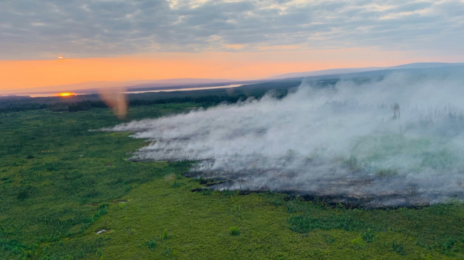 An abnormally hot, dry July 2019 for Alaska: The Boney Creek Fire (aerial photo) was started on July 18 by lightning and was burning about 10 miles southwest of the village of Tanana and about 2 miles southeast of the nearest allotments as of July 19.