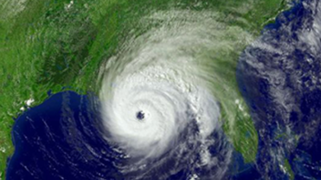 Satellite image of a hurricane as it approaches the U.S. Gulf Coast. Undated image.