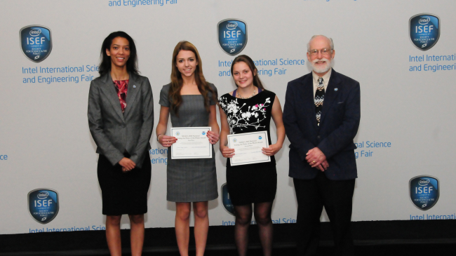 Two students are acknowledged with NOAA's "Taking the Pulse of the Planet" Award at the 2013 Intel International Science and Engineering Fair. 