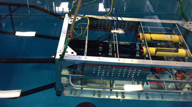 Deep-See with some instruments in place in a test tank.