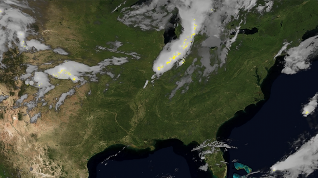 First GOES-17 satellite imagery from its Lightning Mapper.