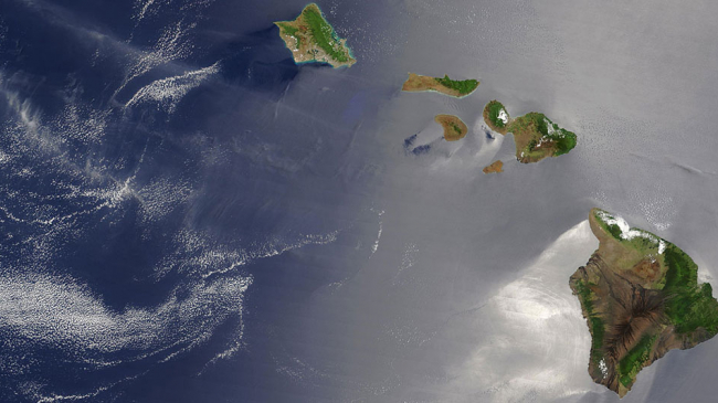 Hawaiian islands viewed from space.