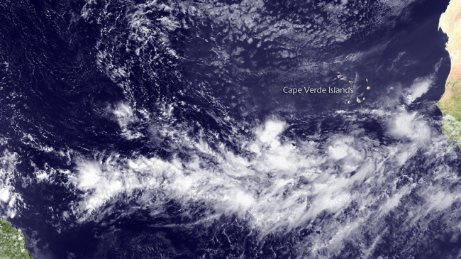 A tropical system forms north of the Intertropical Convergence Zone, also known as the doldrums.