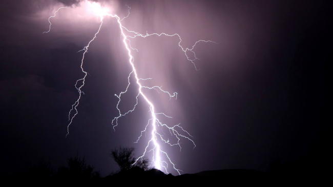 A large, branched bolt of lightning.