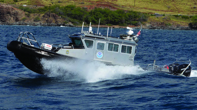 A NOAA Office of Law Enforcement patrol vessel off the West Coast of the United States.