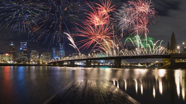 Cities like Portland, Oregon (pictured); Sacramento; Las Vegas and Seattle are likely to have the best weather for viewing fireworks on July 4, 2017. Get your local forecast for your neck of the woods at weather.gov.