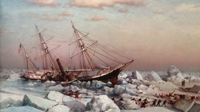 This painting by James Gale Tyler depicts the crew of the USS Jeanette abandoning ship in 1881 after more than a year trapped in Arctic ice. Barometric pressure observations from the ship's log comprise some of the data used to reconstruct global weather in the updated 20th Century Reanalysis dataset released by NOAA on Oct 9, 2019. [This public domain image can be found on Wikipedia at https://bit.ly/30WwNcV]