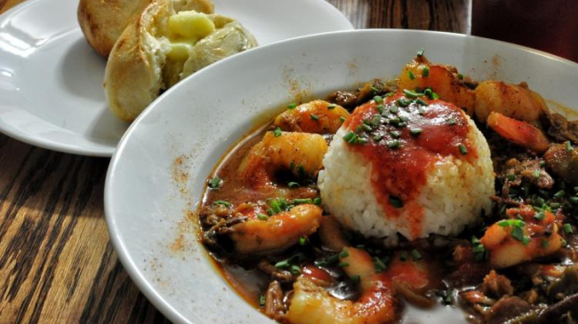 Looking for a different kind of fish dinner? How about a zesty bowl of seafood gumbo with rice?