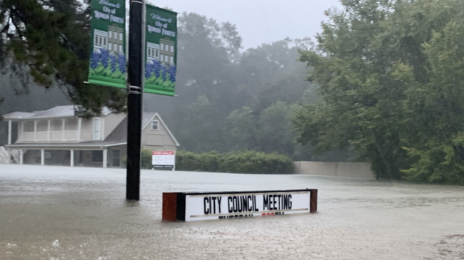 Flooding from Tropical Storm Imelda in Roman Forest, Texas, on September 19, 2019.