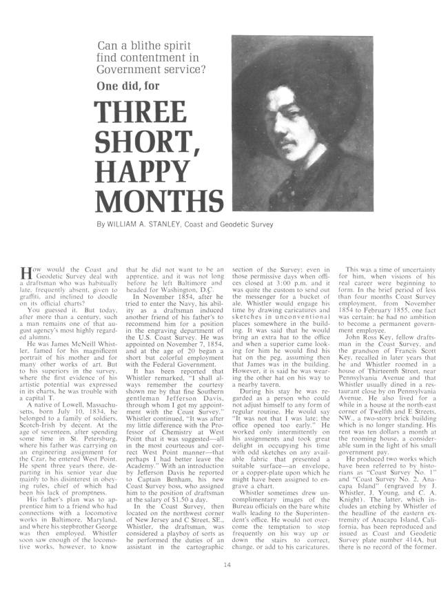 The headline and first page of an article titled, "Can a blithe spirit find contentment in Government Service? One did, for three short months."