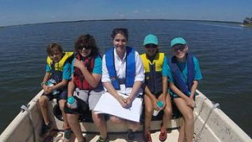 Hollings Scholar Dana Russell leads a middle school summer camp during her summer internship at Guana Tolomato Matanzas National Estuarine Research Reserve.